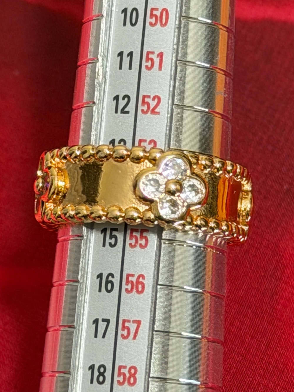 Pretty Bird 18k Rose Gold Plated Clover with a Bead-Edge Women's Ring, Sz 7-7.25 - Picture 6 of 6